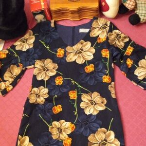 Beloongsci Midnight Blule Floral Kids Dress NWOT